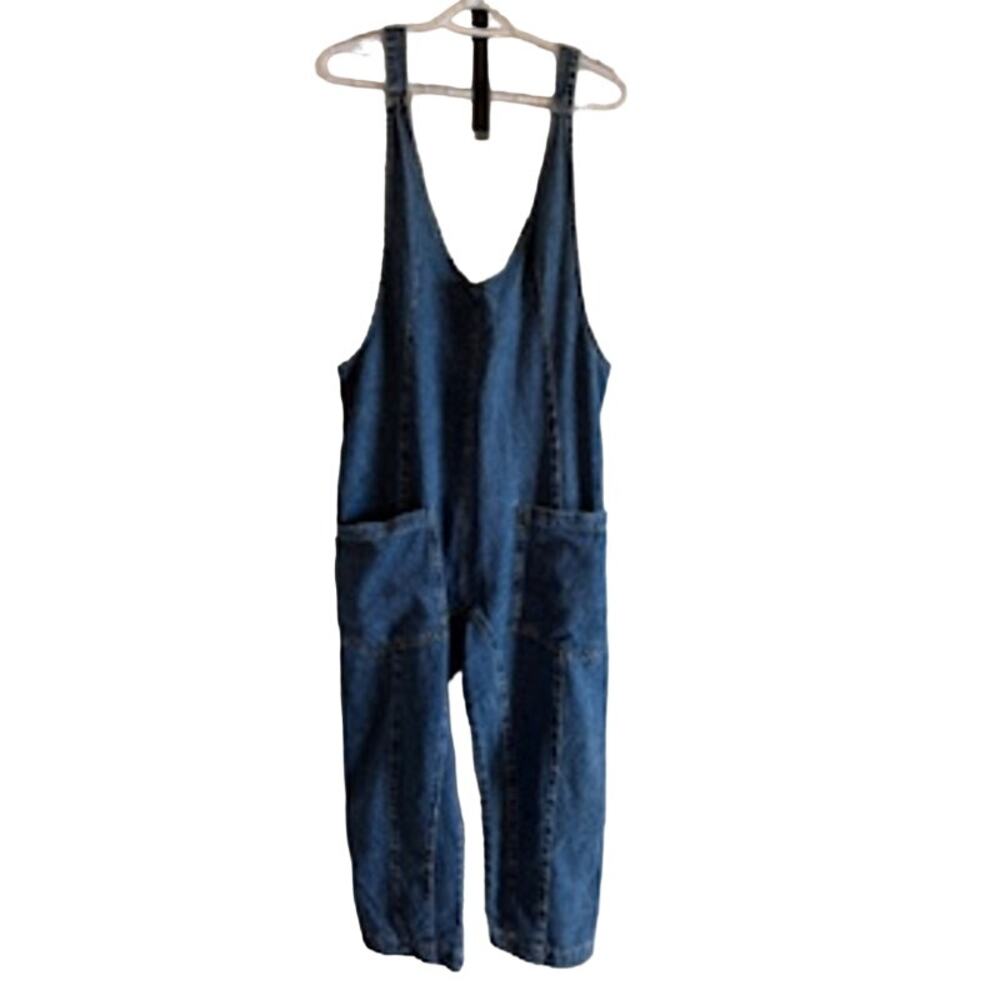 Free People High Roller Denim Jumpsuit